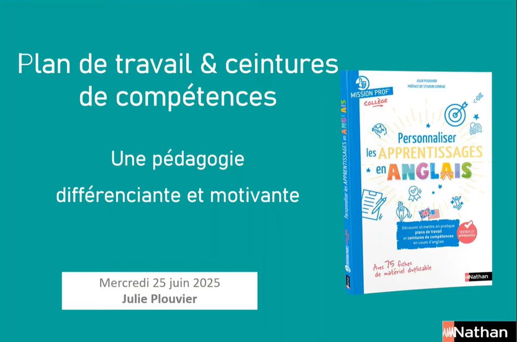Vignette Webinaire Mission Prof' : Plan de travail & Ceintures de Compétences en anglais