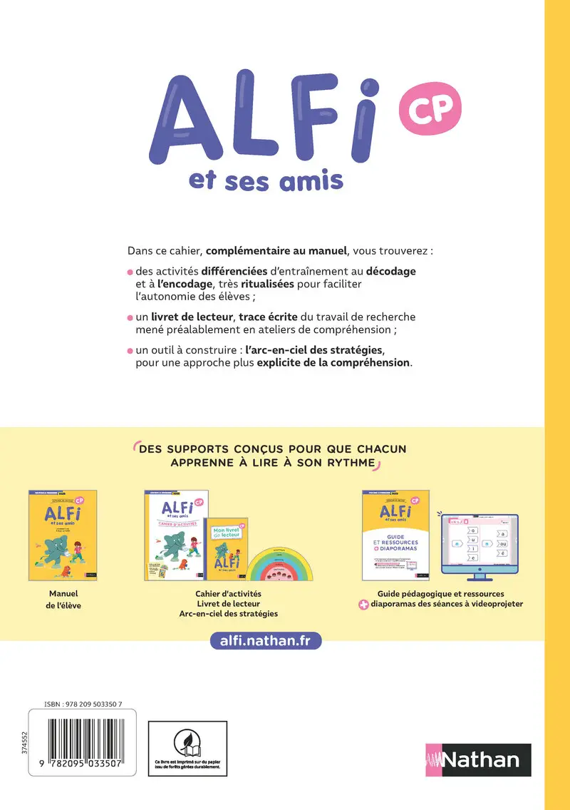 Alfi et ses amis - CP - Cahier d'activités - Cahier d'activités - 9782095033507 - Couverture verso