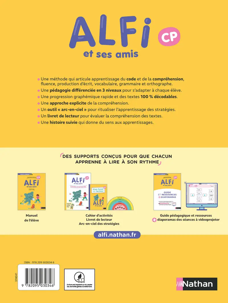 Alfi et ses amis - CP - Manuel - Livre de l'élève - 9782095030346 - Couverture verso