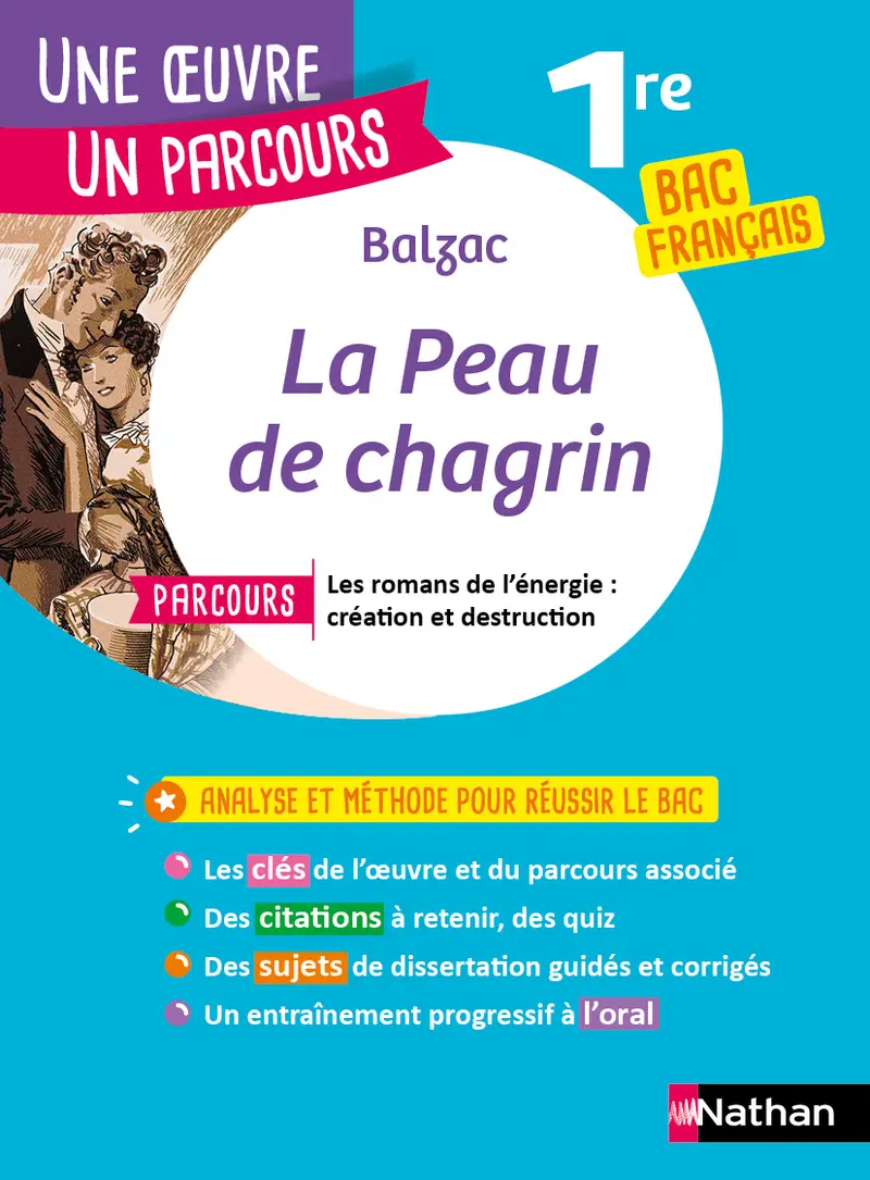 Analyse et étude de l'oeuvre - La Peau de chagrin de Balzac - Réussir son BAC Français 1re 2026 - Parcours associé Les romans de l'énergie : création et destruction - Une oeuvre, un parcours  -  - 9782091321257