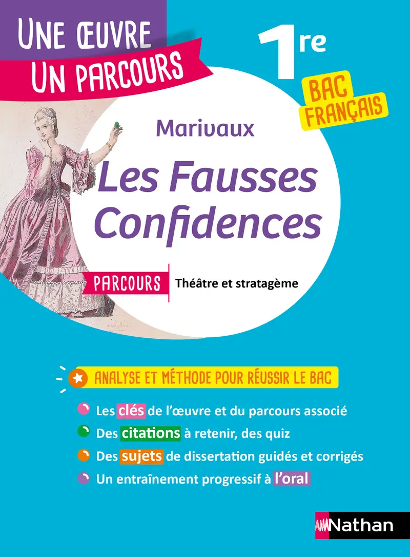 Analyse et étude de l'oeuvre - Les Fausses Confidences de Marivaux - Réussir son BAC Français 1re - Parcours associé Théâtre et stratagème - Une oeuvre, un parcours - Livre - 9782091321073