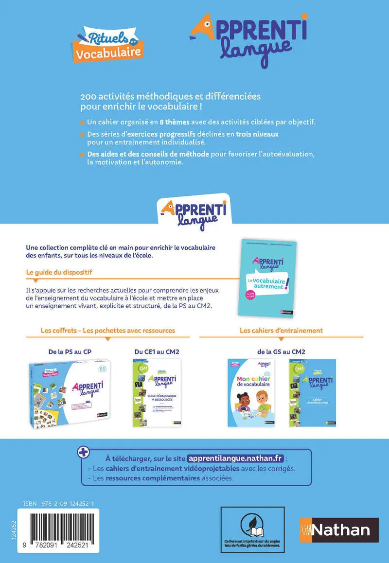 Apprentilangue - Cahier d'entrainement CM2 - Cahier d'activités - 9782091242521 - Couverture verso
