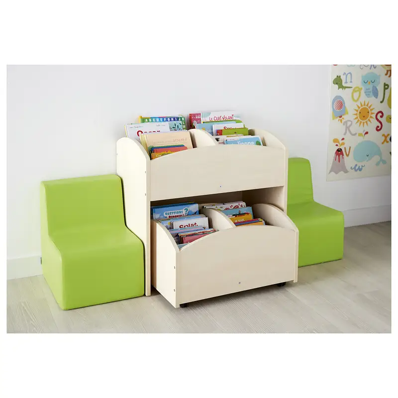 Bac à livres 2 cases haut - Teinte bouleau - Équipement - 3133093721563 - 