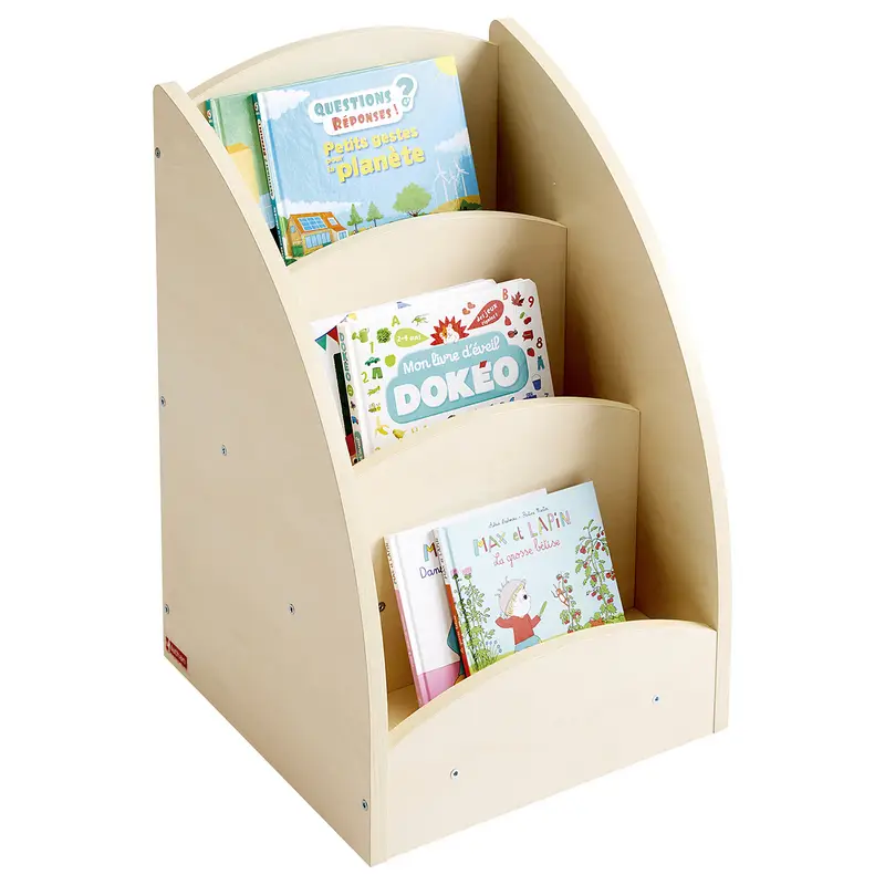 Bac à livres présentoir à roulettes 3 compartiments - Teinte bouleau - Équipement - 3133093721600 - 