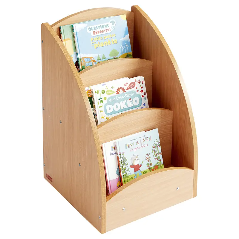 Bac à livres présentoir à roulettes 3 compartiments - Teinte hêtre - Équipement - 3133093721594 - 