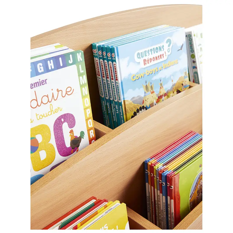 Bac à livres présentoir à roulettes 9 compartiments - Teinte hêtre - Équipement - 3133093721617 - 