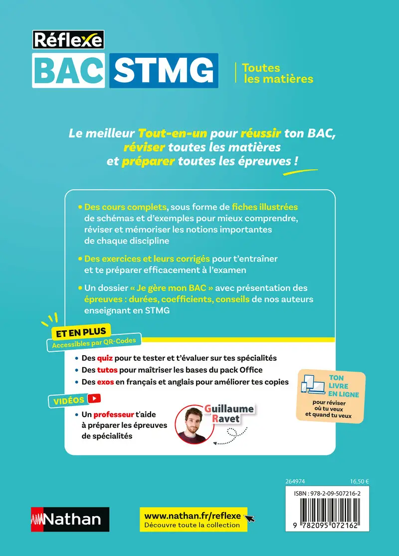 Bac STMG - Toutes les matières - Terminale STMG - Réflexe - 2026-2027 - Livre de cours, méthode et exercices - 9782095072162 - Couverture verso