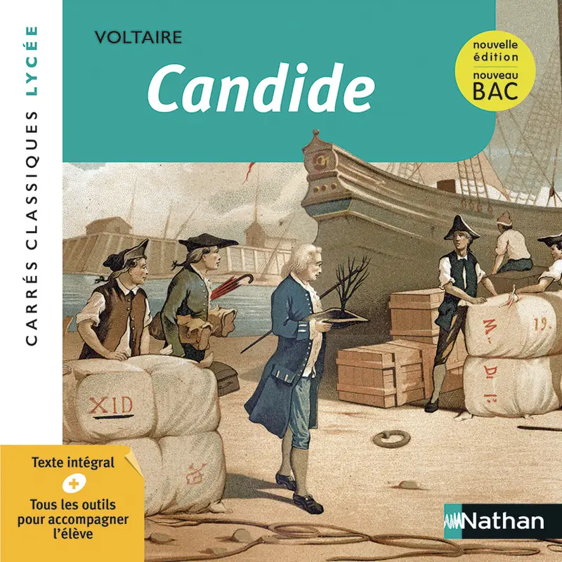 Couverture du produit associé Candide - Voltaire - Edition pédagogique Lycée - Carrés classiques Nathan