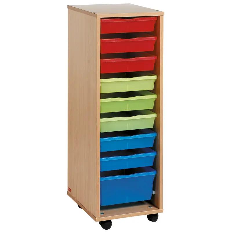 Colonne haute 9 bacs multicolores - Teinte hêtre - Équipement - 3133093724793 - CATALOGUE