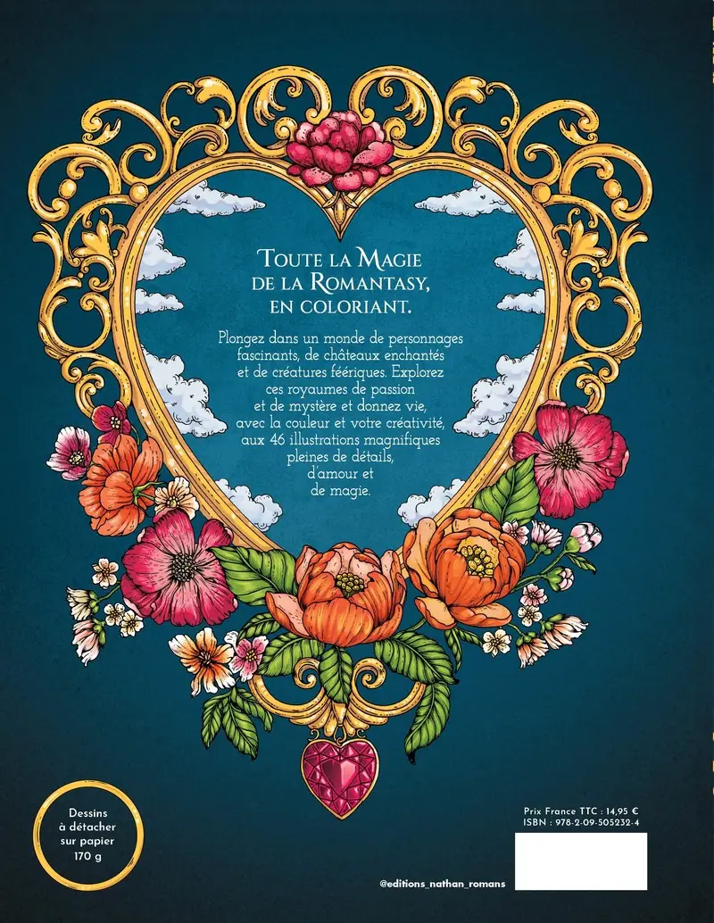 Coloriages Romantasy - Toute la magie de la romantasy en coloriant ! Livre de coloriage pour adultes - Cahier d'activités - 9782095052324 - Couverture verso