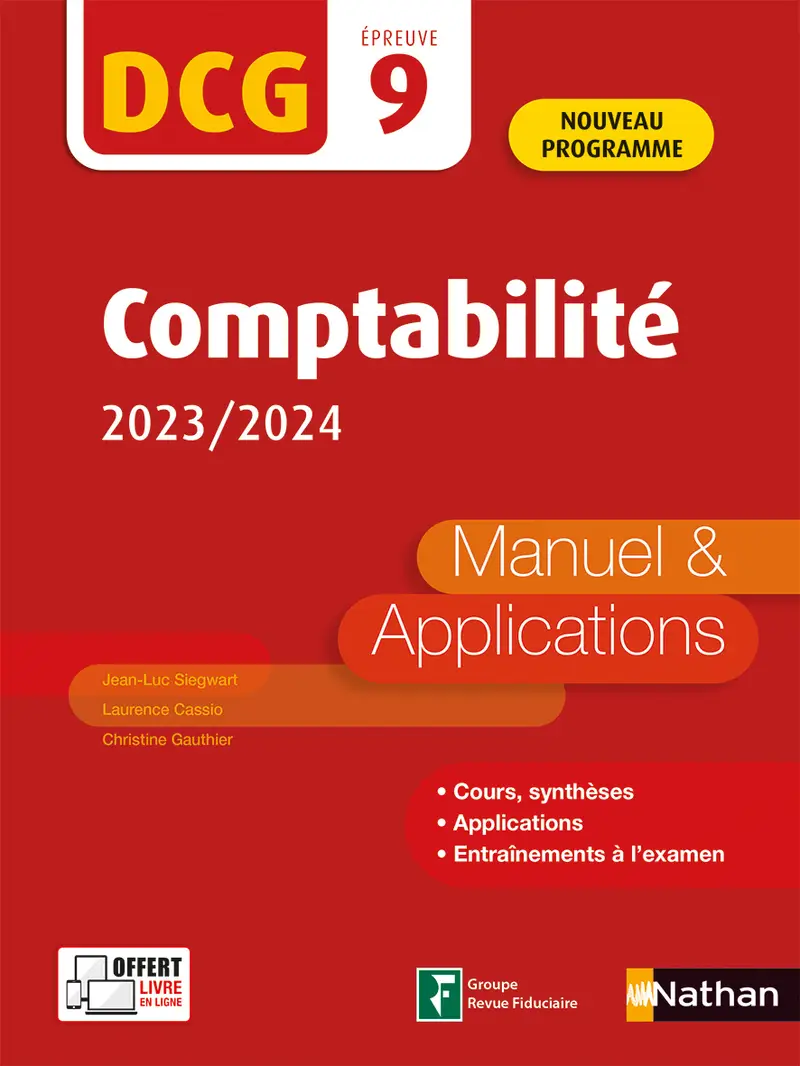 Comptabilité - DCG 9 - Manuel et applications - 2023-2024 - Livre de l'élève - 9782095017477