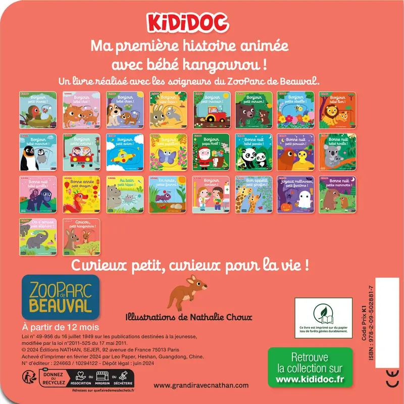 Coucou, petit kangourou ! - Histoire animée Kididoc, dès 1 an - Livre documentaire - 9782095028817 - Couverture verso
