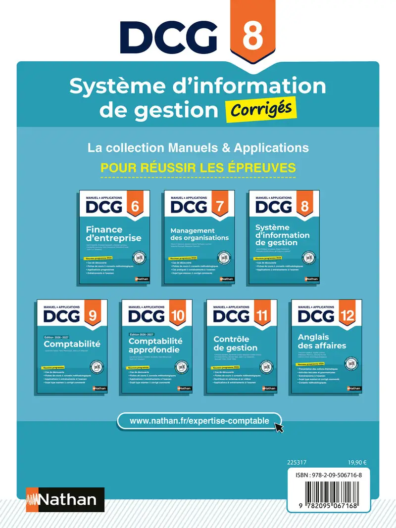 DCG 8 Systèmes d'information de gestion -  Corrigés des applications - Nouveau programme 2026 - Livre - 9782095067168 - Couverture verso