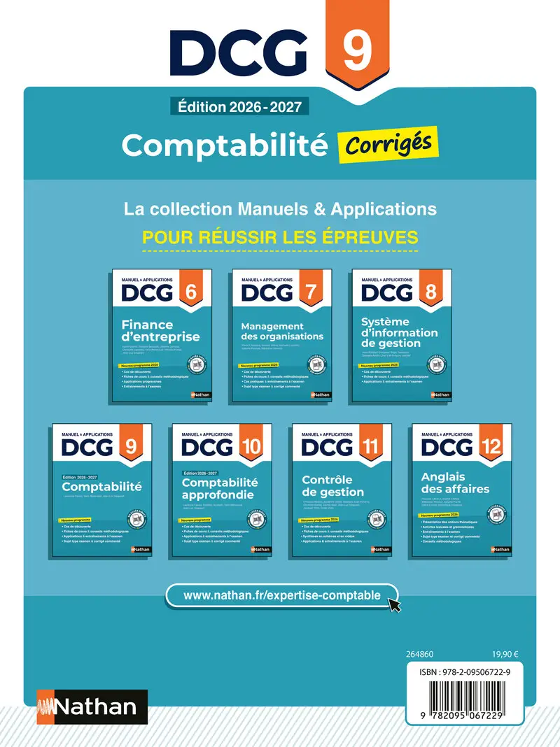 DCG 9 Comptabilité approfondie - 2026-2027 - Corrigés des applications - Préparation examen - Epreuve 9 - Livre - 9782095067229 - Couverture verso