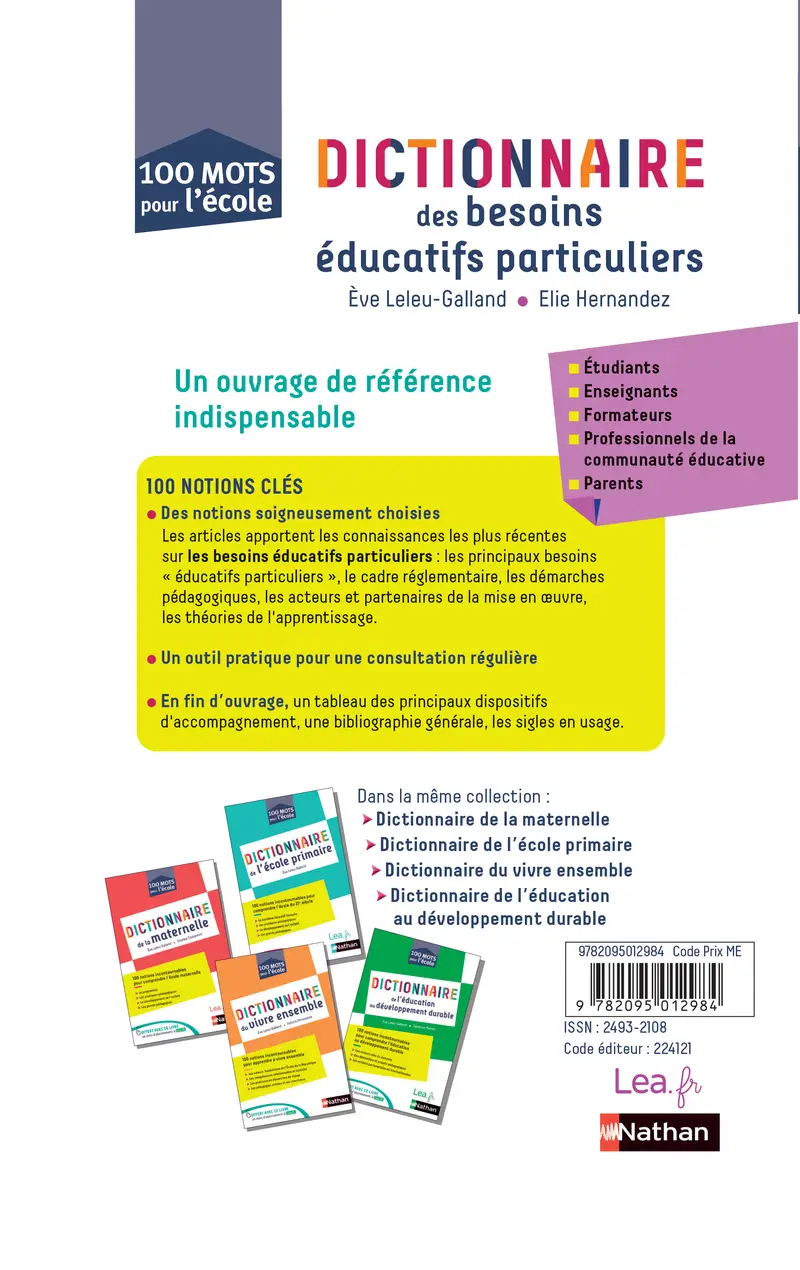 Dictionnaire des besoins éducatifs particuliers - Livre de pédagogie - 9782095012984 - Couverture verso