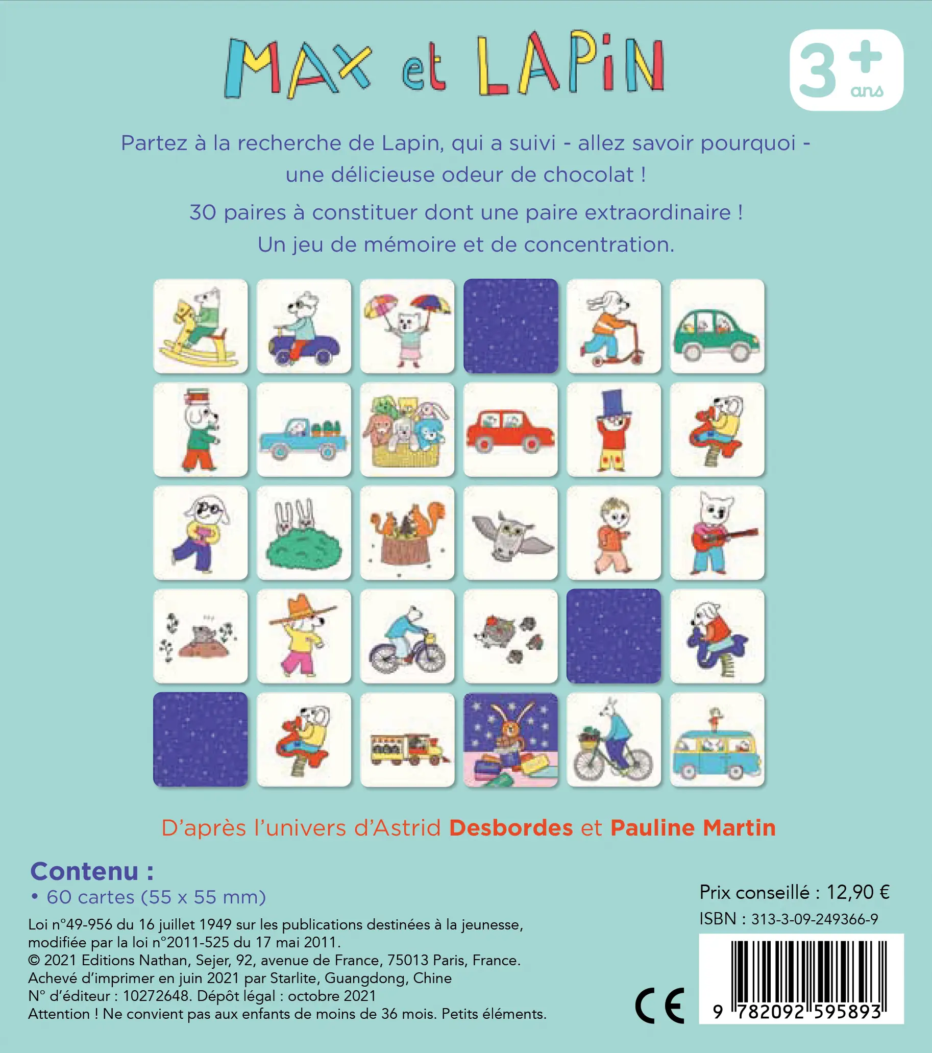 Le choco mémo de Max et Lapin - Jeu de memory - dès 3 ans - Livre d'éveil - 3133092493669 - dos