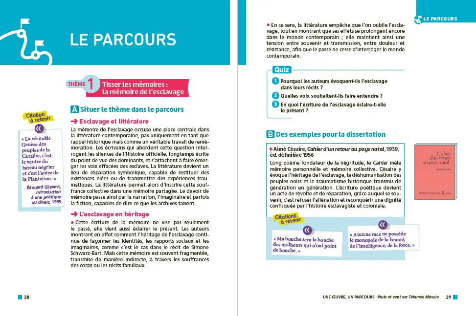 Analyse et étude de l'oeuvre - Pluie et vent sur Télumée Miracle, S.Schwarz-Bart - Réussir son BAC Français 1re 2027 - Parcours associé «Tisser les mémoires, habiter le monde » Une oeuvre, un parcours - Classique pédagogique - 9782095064433 - DP Parcours