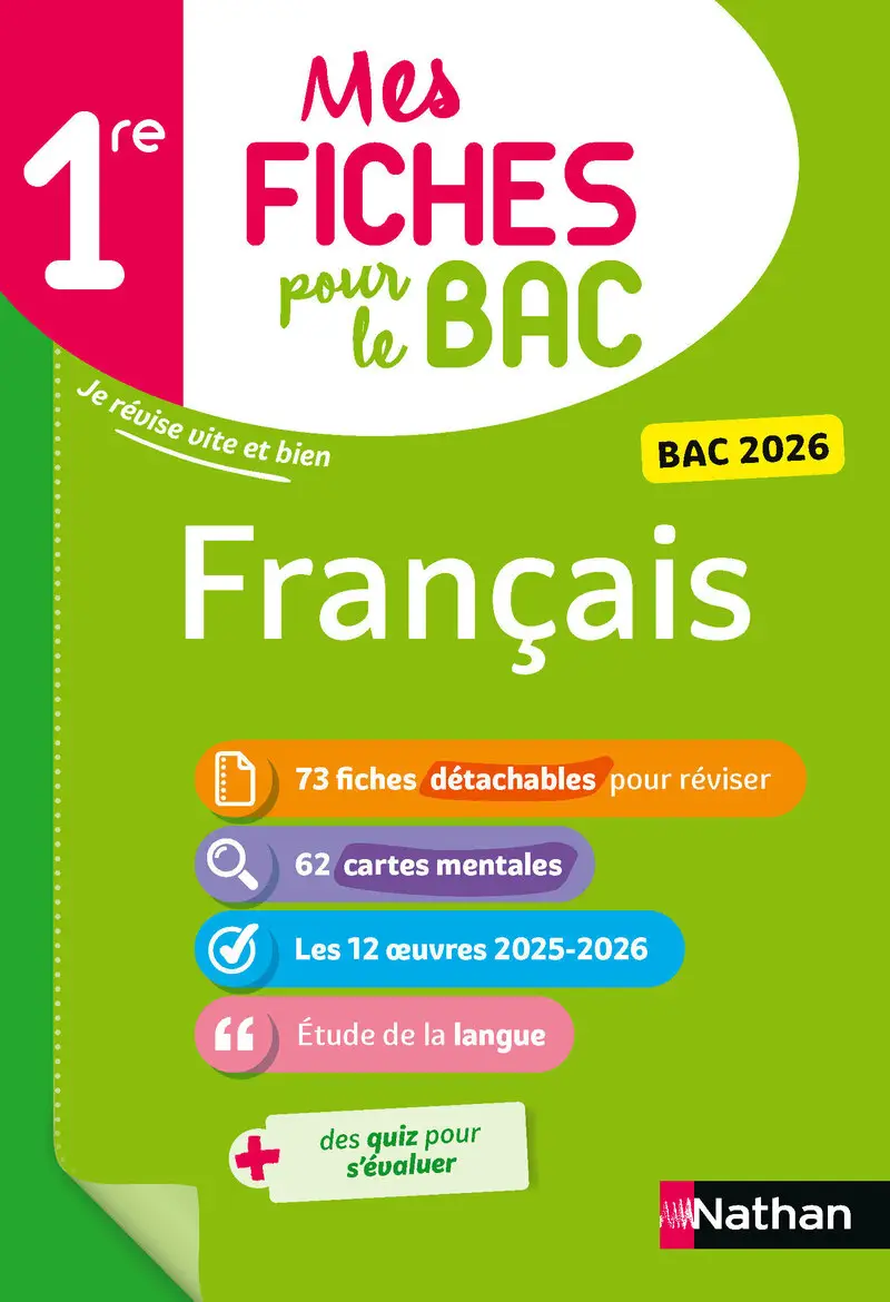 Français 1re - Mes fiches pour le BAC Première - BAC 2026 - Fiches - 9782095048860