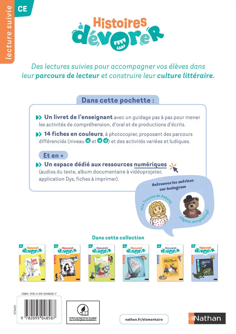 Histoires à dévorer CE - Les animaux qui font peur - Fichier d'exploitation - Fichier ressources bi-média - 9782095048587 - Couverture verso