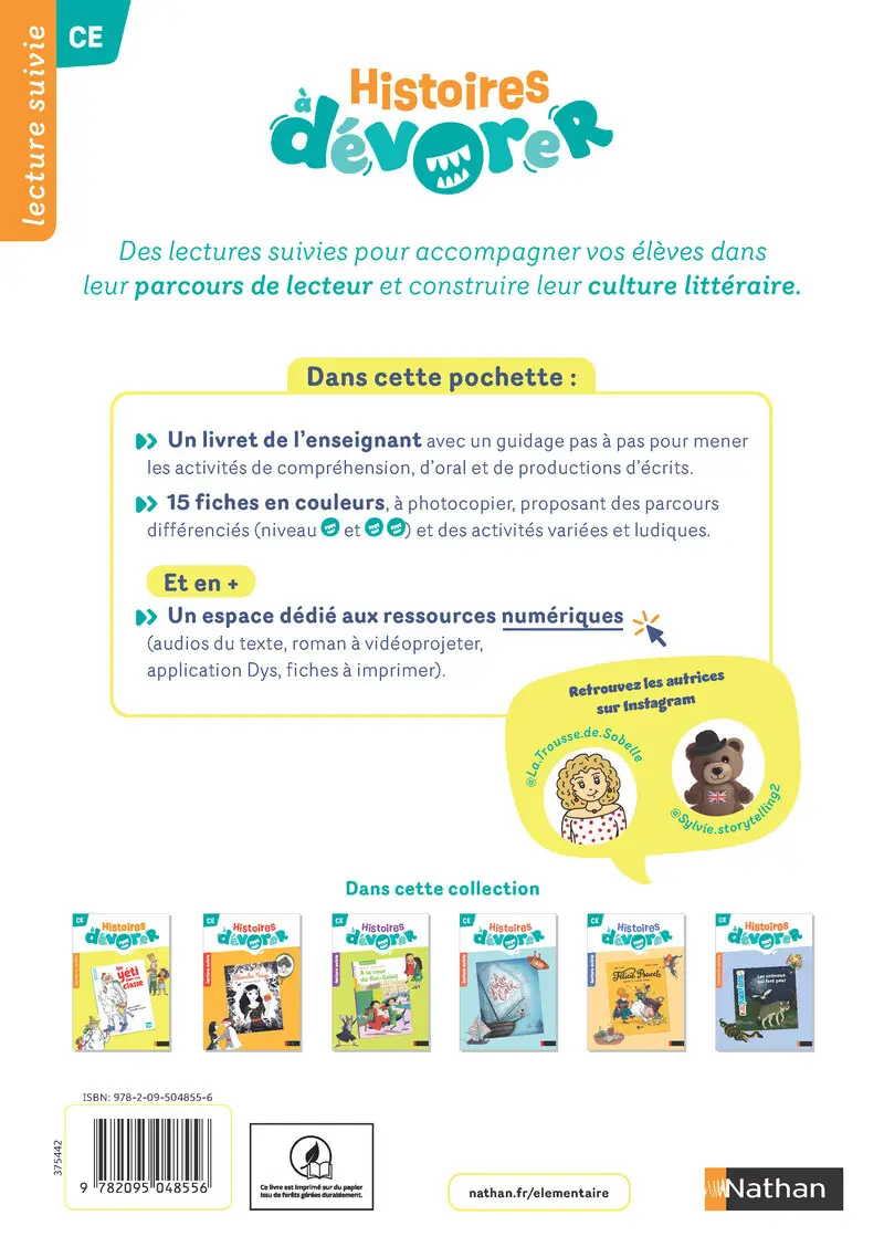 Histoires à dévorer CE -  Un yéti dans ma classe - Fichier d'exploitation - Fichier ressources bi-média - 9782095048556 - Couverture verso