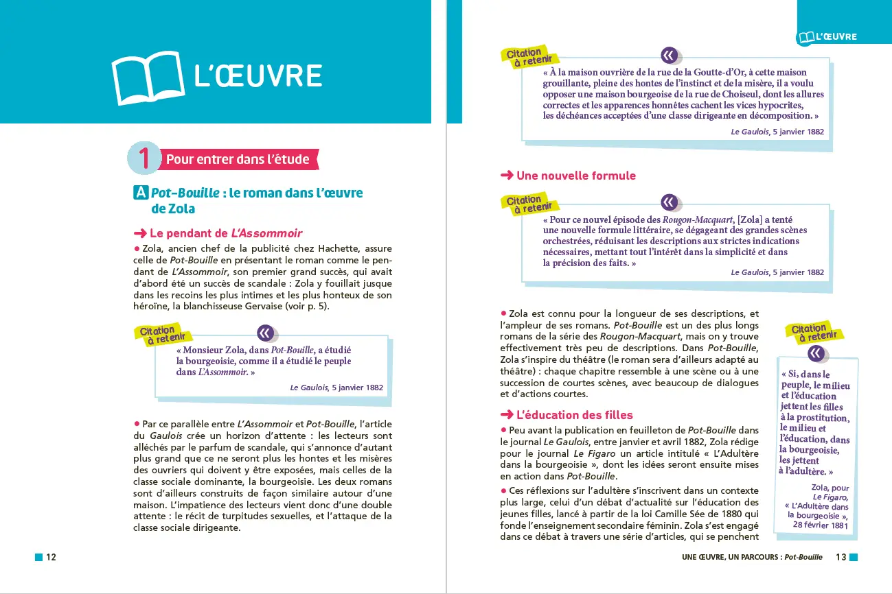 Analyse et étude de l'oeuvre - Pot-Bouille, Zola - Réussir son BAC Français 1re 2027 - Parcours associé « dévoiler les rouages de la société » - Une oeuvre, un parcours - Livre - 9782095064402 - L'oeuvre