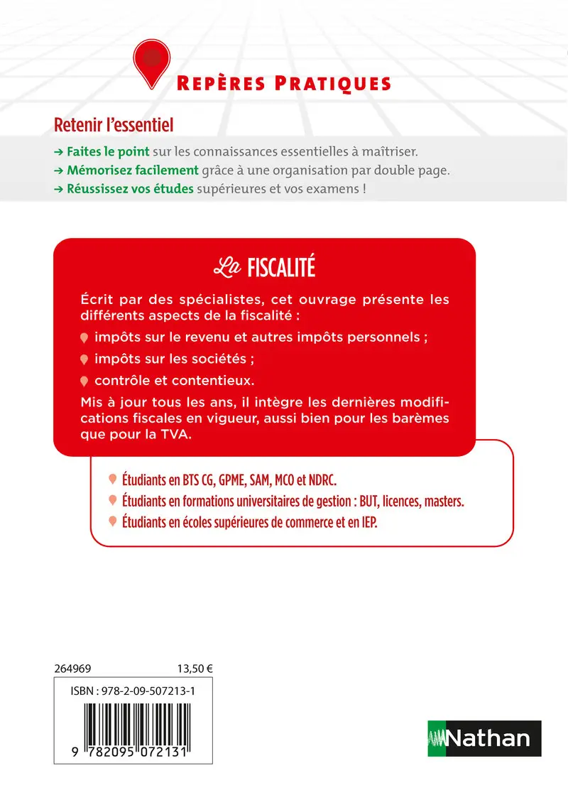 La fiscalité - Repères pratiques : Impôt sur le revenu, impôt sur les sociétés, TVA et contrôle fiscal - Actualisé 2026 - Livre - 9782095072131 - Couverture verso