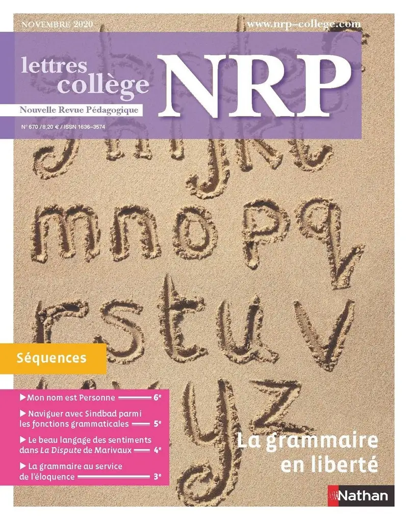 La grammaire en liberté - Revue N°670 - NRP Collège - Novembre 2020 (Format PDF) -  - 9782091167398