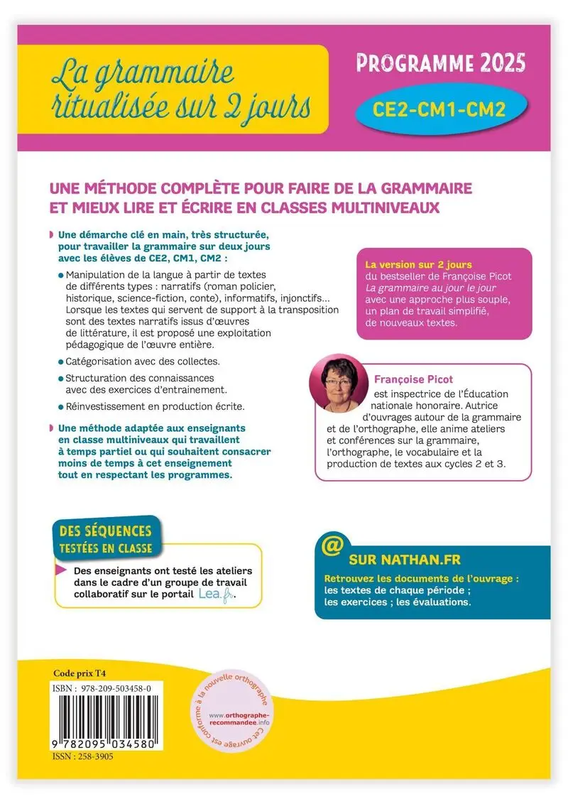 La grammaire ritualisée sur 2 jours - Programme 2025 - CE2-CM1-CM2 - Une version simplifiée de 