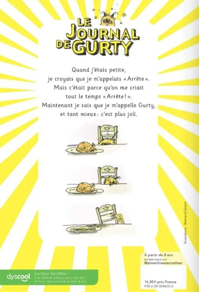 Le journal de Gurty - Tome 1 : Vacances en Provence - Dyscool - Version adaptée aux enfants DYS - Roman - 9782095046156 - Couverture verso