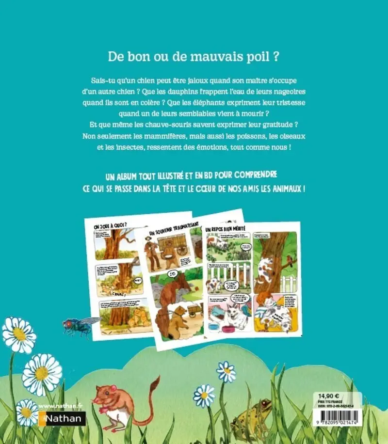 Les émotions des animaux - Les émotions et nous - Dès 7 ans - Livre documentaire - 9782095021474 - Couverture verso