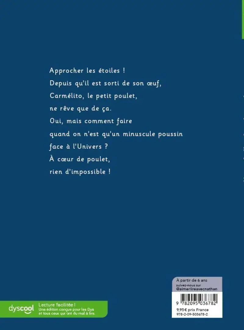 Les Petites Poules : Un poulailler dans les étoiles - Dyscool version adaptée aux DYS- Dès 6 ans - Roman - 9782095036782 - Couverture verso