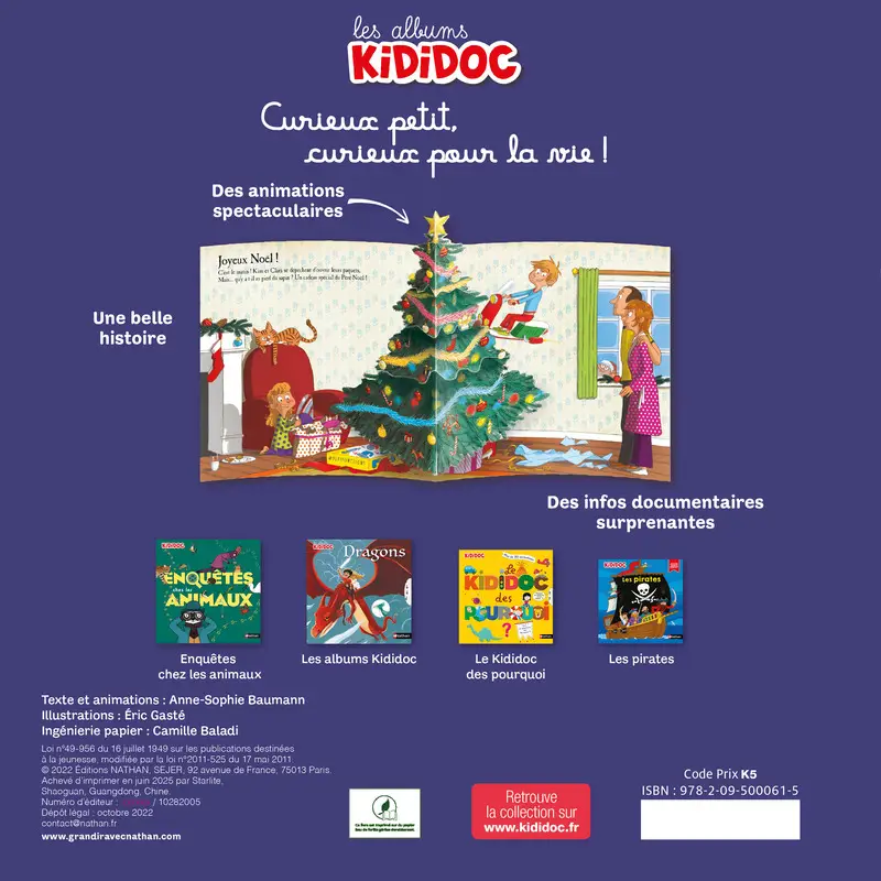 Livre Pop-up - La fabuleuse aventure du Père Noël - Kididoc Dès 4 ans - Livre documentaire - 9782095000615 - Couverture verso