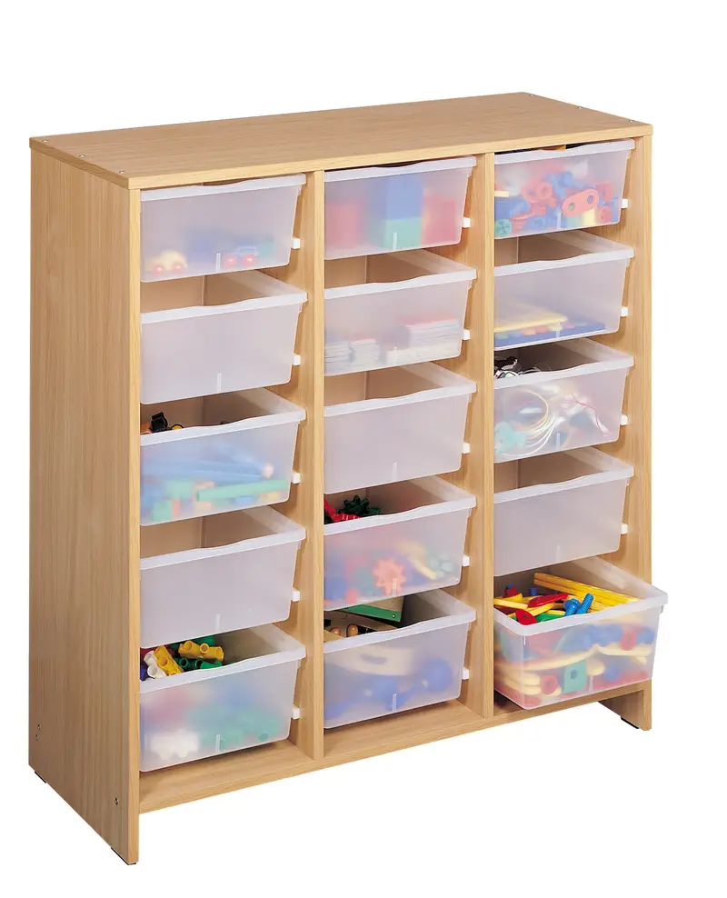 Meuble haut 15 bacs incolores - Teinte hêtre - Équipement - 3133093724373 - 