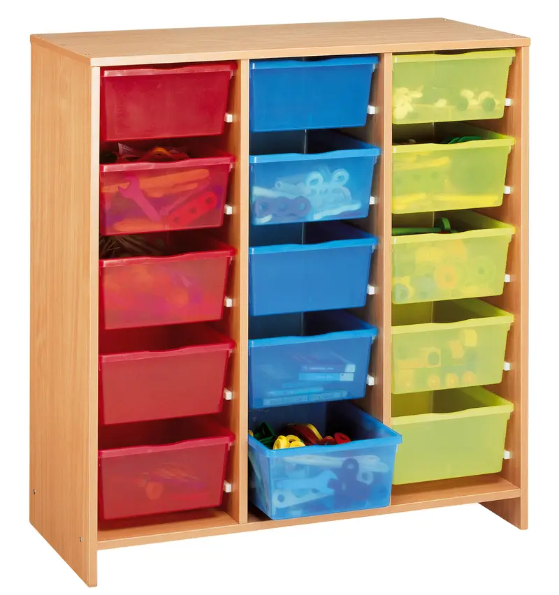 Meuble haut 15 bacs multicolores - Teinte hêtre - Équipement - 3133093724731 - 