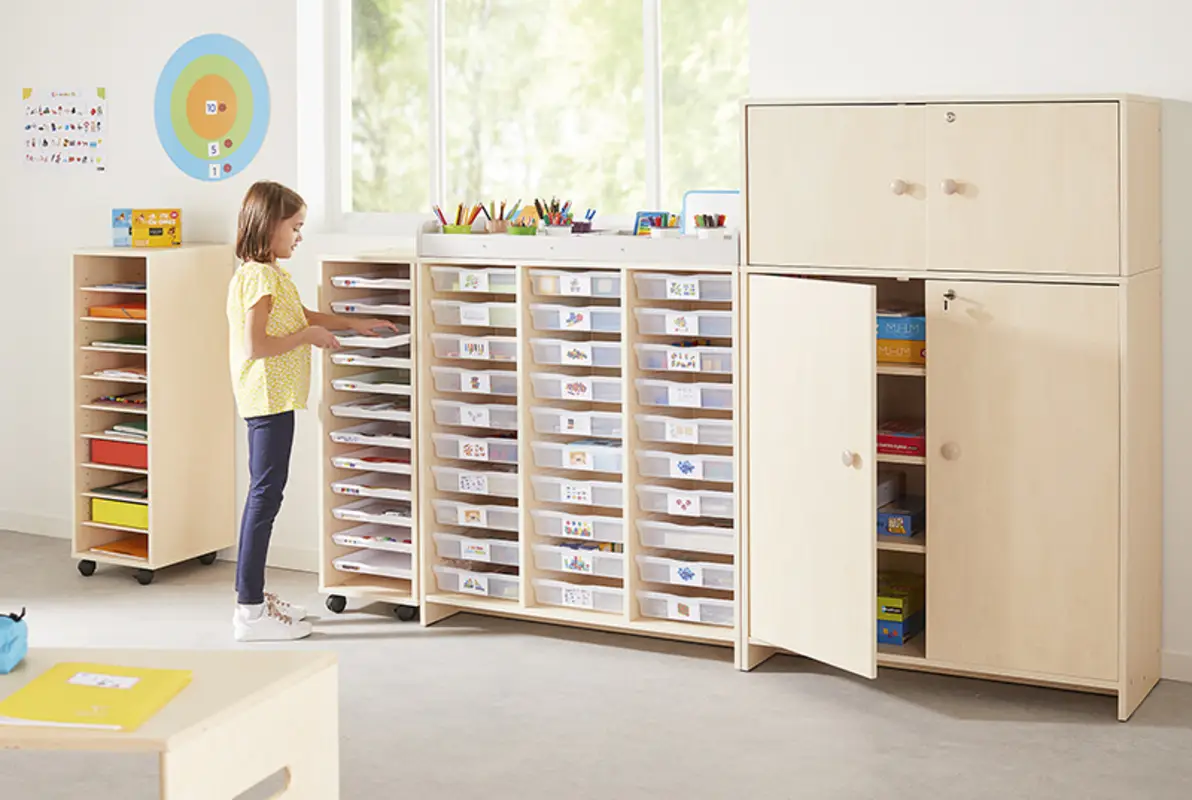 Meuble haut 30 bacs incolores - Teinte bouleau - Équipement - 3133093721389 - 