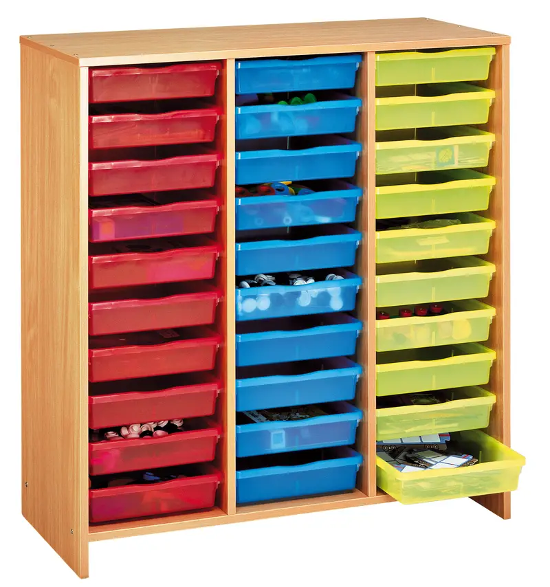 Meuble haut 30 bacs multicolores - Teinte hêtre - Équipement - 3133093724724 - 