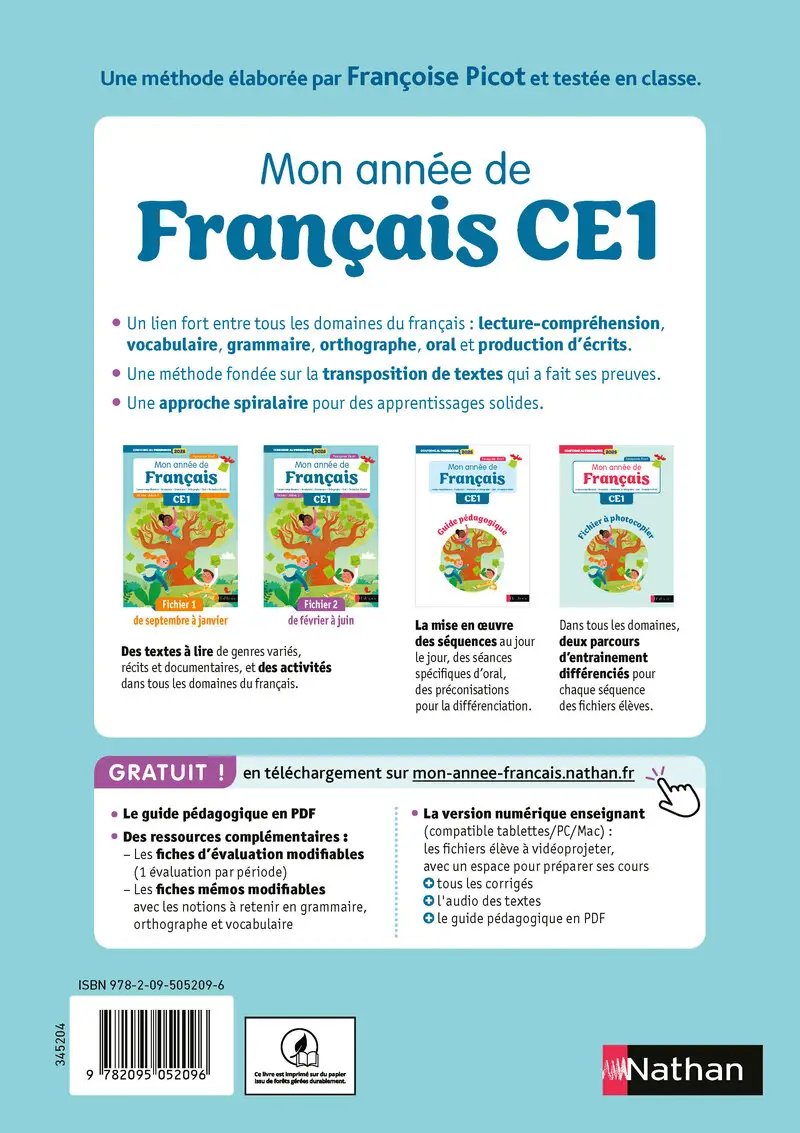 Mon année de francais CE1 - Fichier élève 2 - Fichier de l'élève - 9782095052096 - Couverture verso