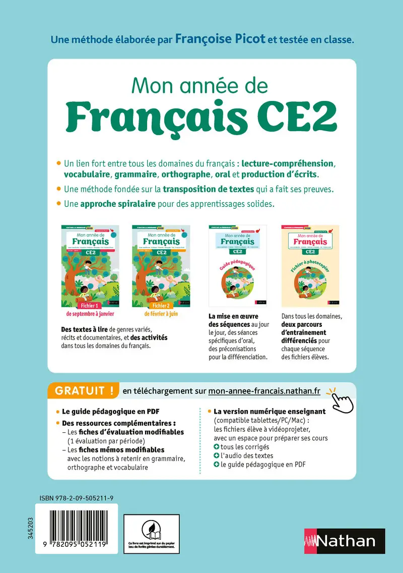 Mon année de français CE2 - Fichier élève 2 - Fichier de l'élève - 9782095052119 - Couverture verso