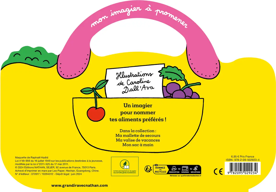 Mon panier de courses - Mon imagier à promener - Dès 18 mois - Livre d'éveil - 9782095029234 - Couverture verso