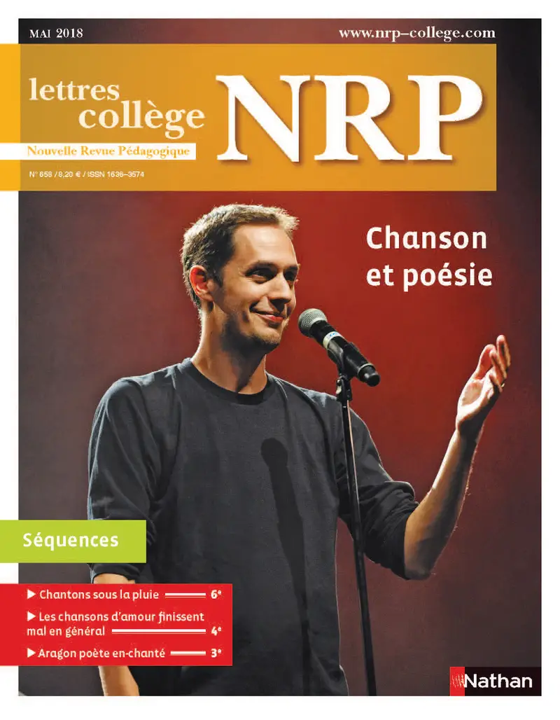 NRP Collège - Chanson et poésie - Mai-Juin 2018 (Format PDF) -  - 9782091150185