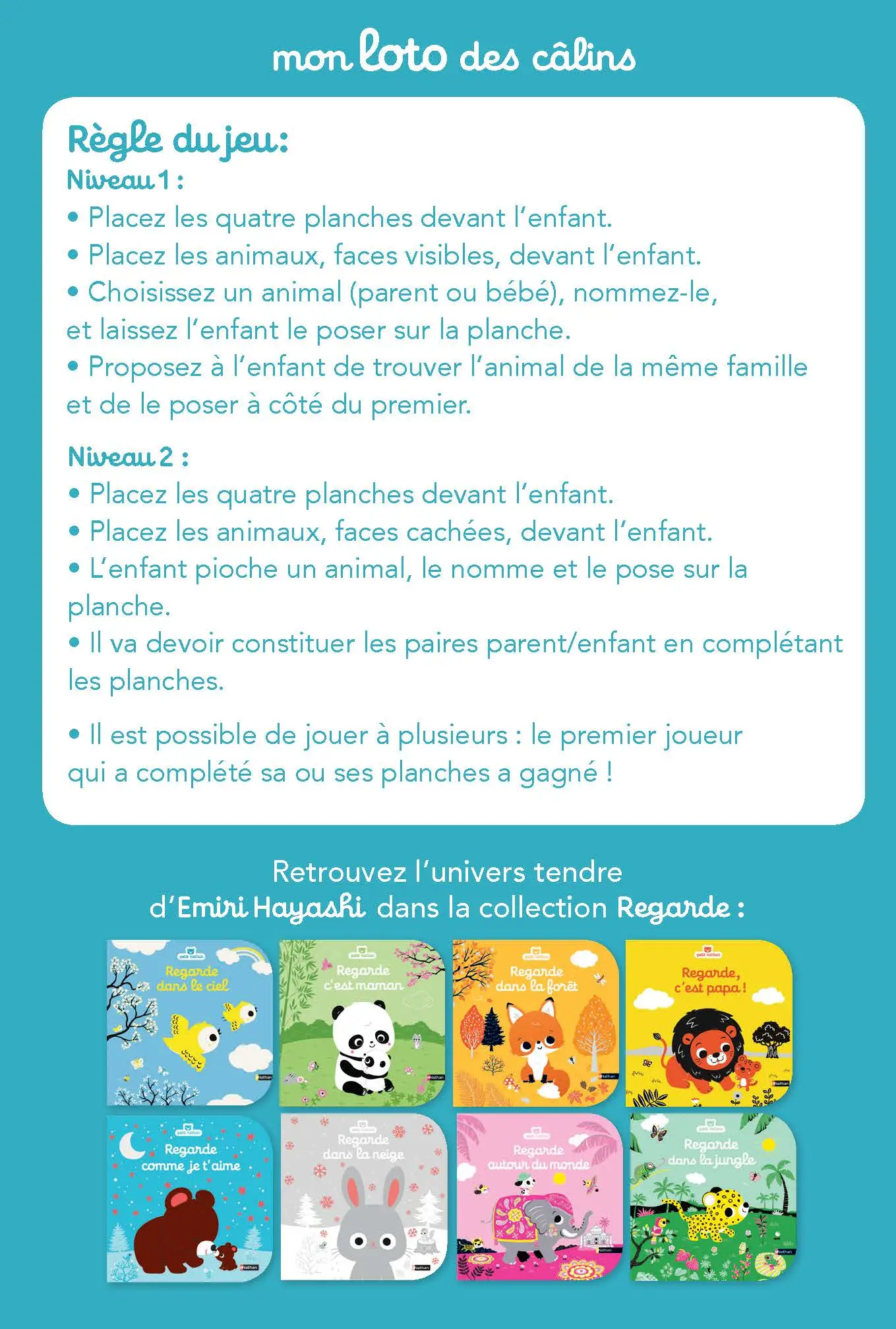 Regarde - Mon loto des câlins - Jeu d'éveil - dès 2 ans - Coffret - 9782092595886 - page intÃ©rieure