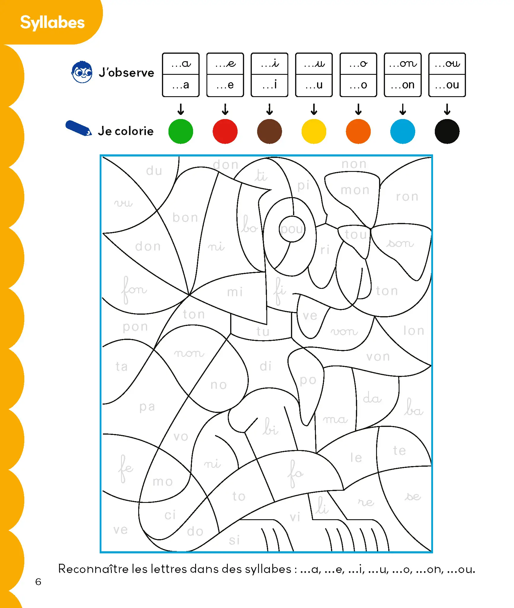 Coloriages magiques Primaire - Pour apprendre les syllabes et les tables d'addition en coloriant - CP  6/7 ans - Cahier d'activités - 9782091930350 - page intérieure 001