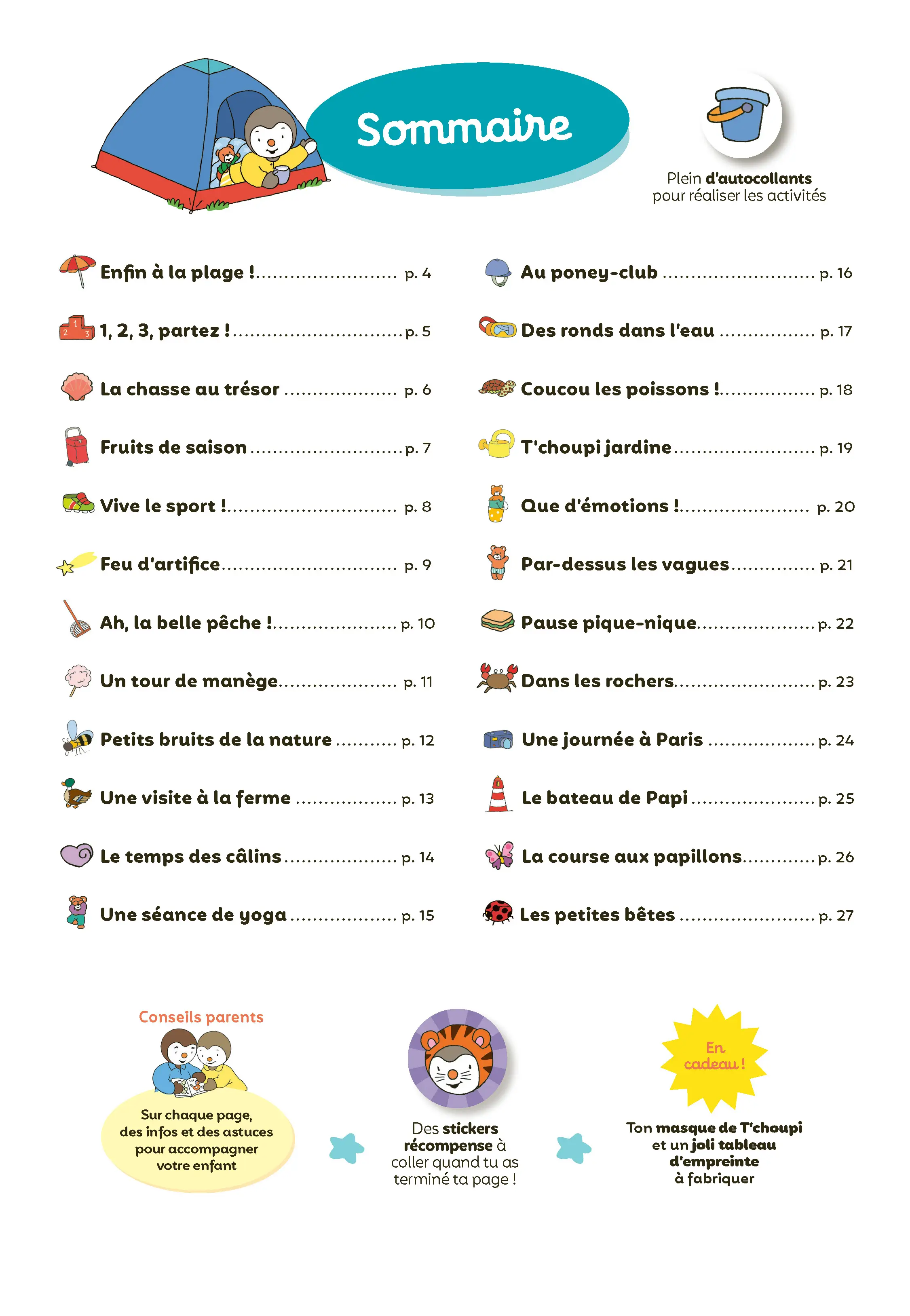Mon T'choupi Vacances 2026 - J'entre en Toute Petite Section - Un cahier complet, éducatif et ludique avec des stickers et des autocollants - dès 2 ans - Cahier de vacances - 9782095045319 - page intérieure 001