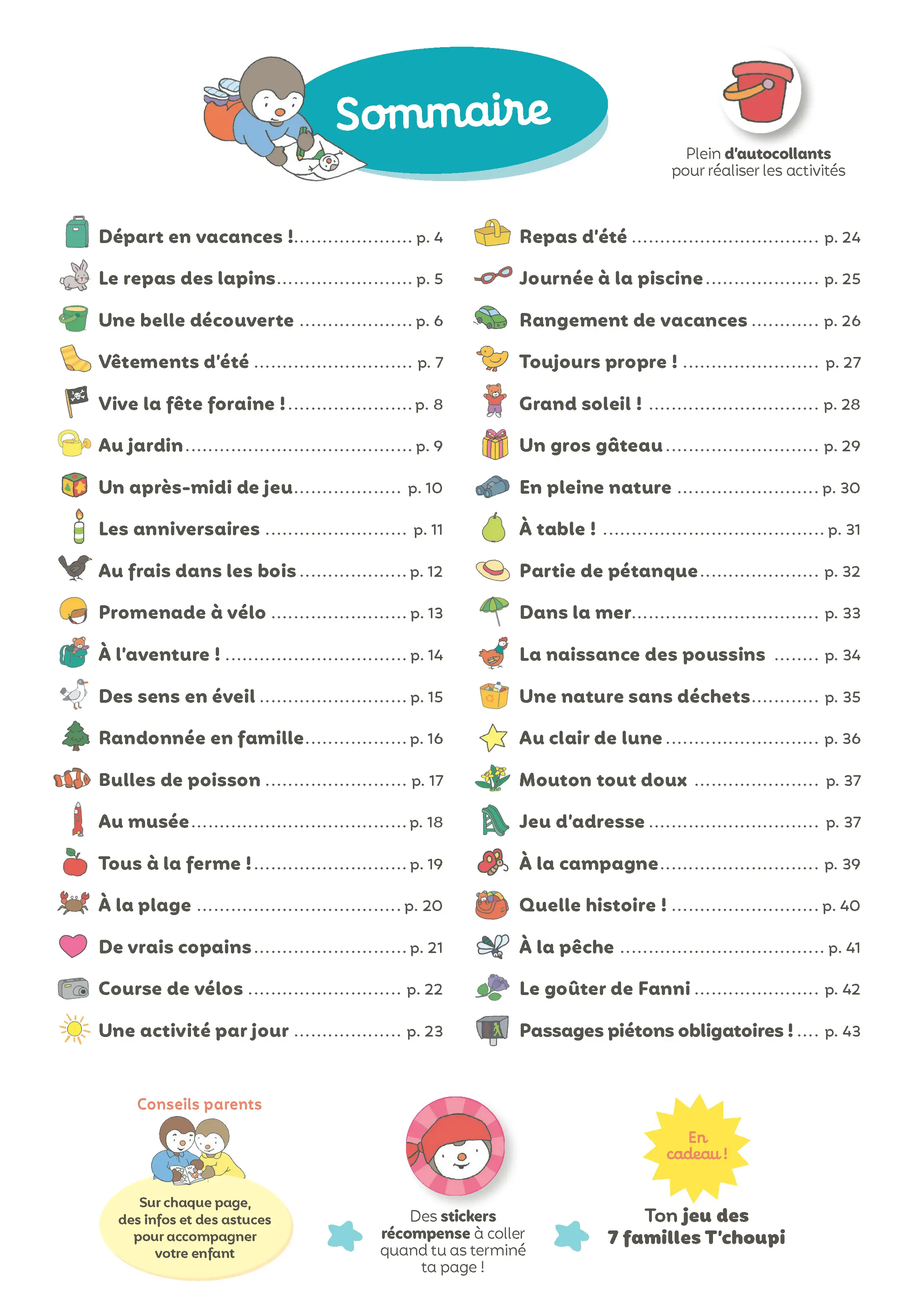 Mon T'choupi Vacances 2026 - J'entre en Moyenne Section - Un cahier complet, éducatif et ludique avec des stickers et des autocollants - Maternelle dès 3-4 ans - Cahier de vacances - 9782095045333 - page intérieure 001