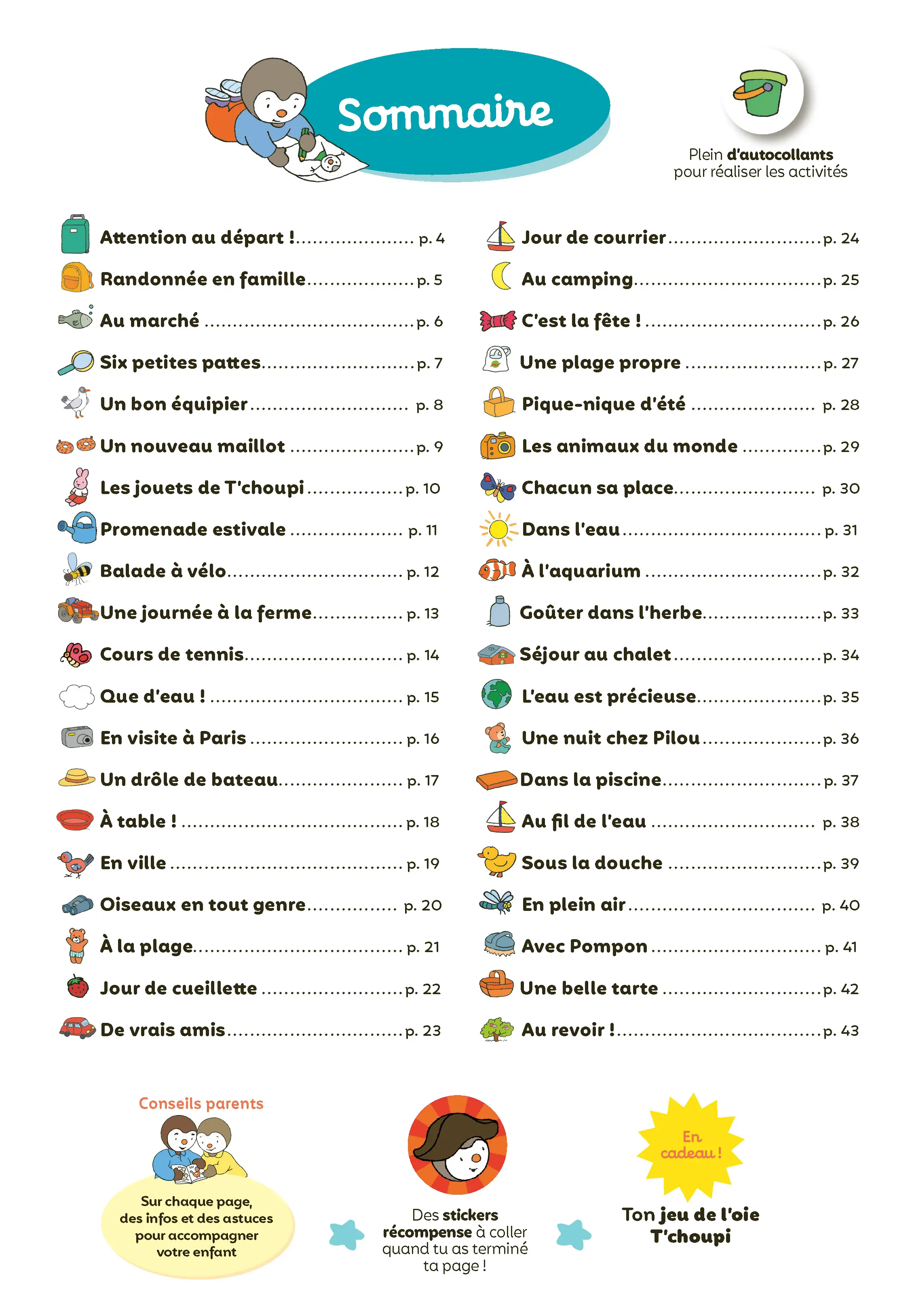 Mon T'choupi Vacances 2026 - J'entre en Grande Section - Un cahier complet, éducatif et ludique avec des stickers et des autocollants - Maternelle dès 4-5 ans - Cahier de vacances - 9782095045340 - page intérieure 001