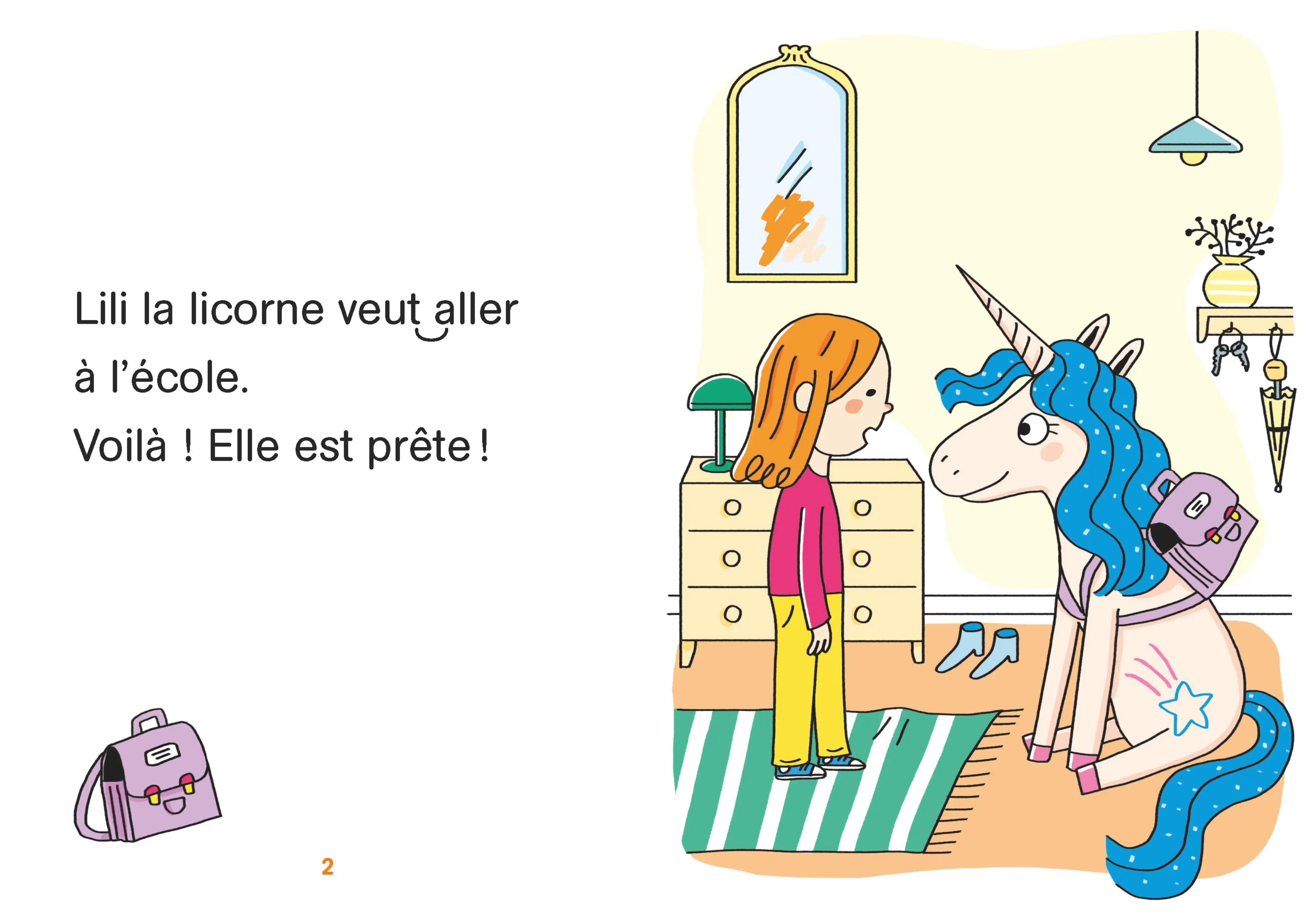Regarde je lis ! Une licorne à l'école - Livre de lecture progressif pour lecteurs débutants - Dès 5 ans - Roman - 9782095046187 - page intérieure 001