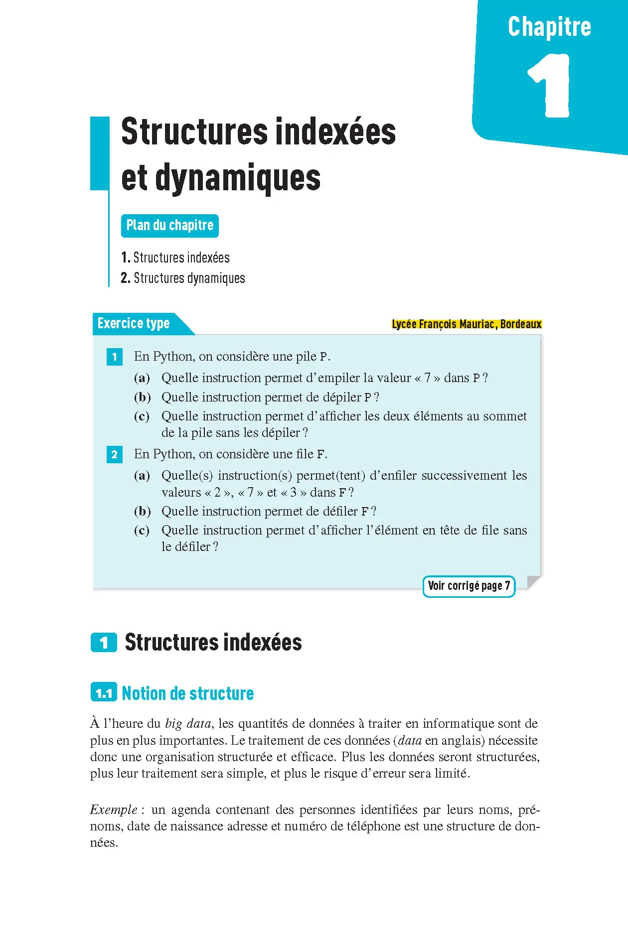 NSI (Numérique et Sciences Informatiques) Terminale - Interros des lycées Tle - Les vrais exos du BAC - + de 100 exercices avec corrigés détaillés - BAC 2027 - Cahier d'exercices - 9782095050184 - page intérieure 001