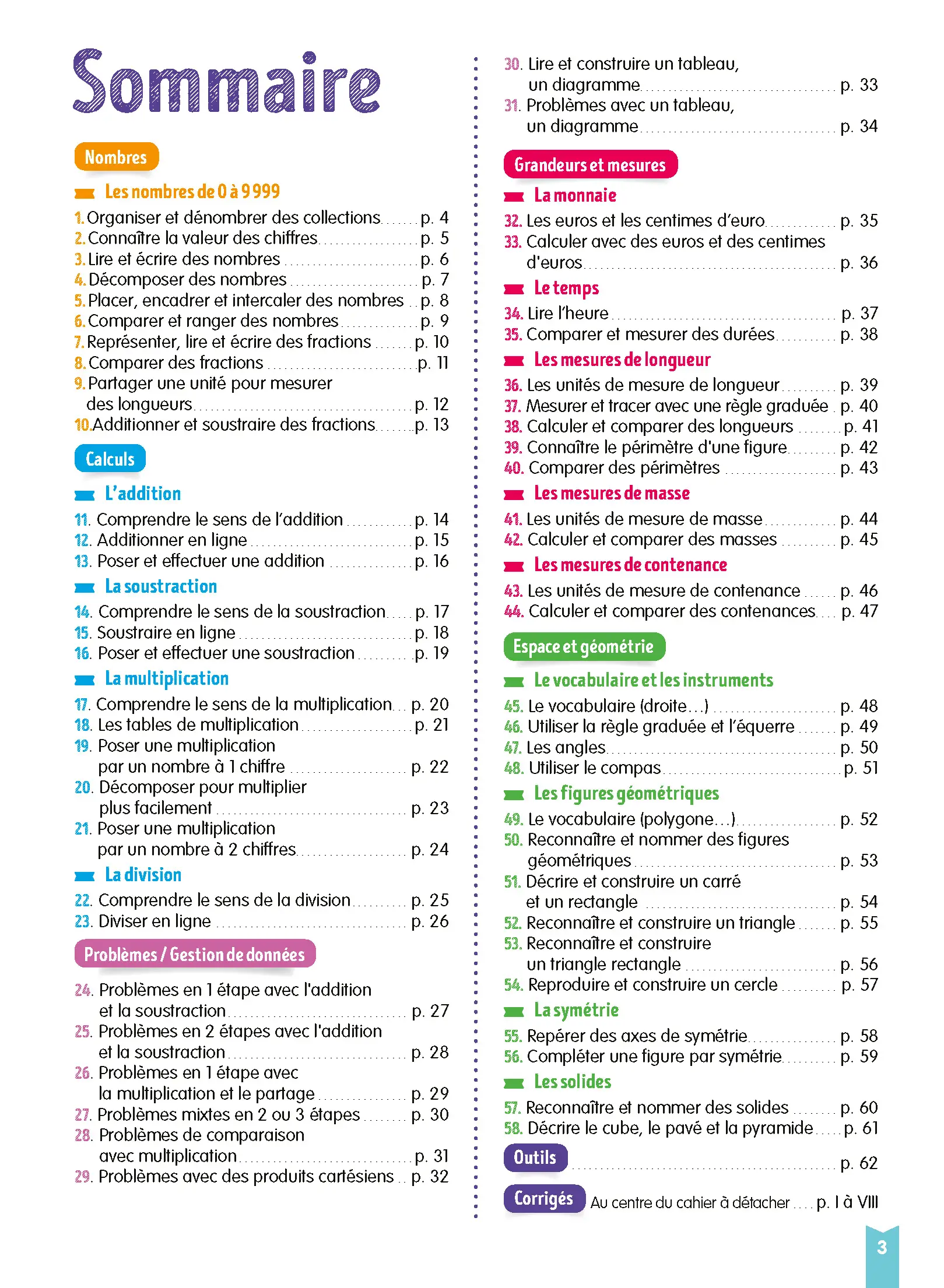 Je comprends tout - Maths CE2 8-9 ans - Cahier d'exercices complet avec 300 exercices et tables de multiplication - Tout-en-un - 9782095054199 - page intérieure 001