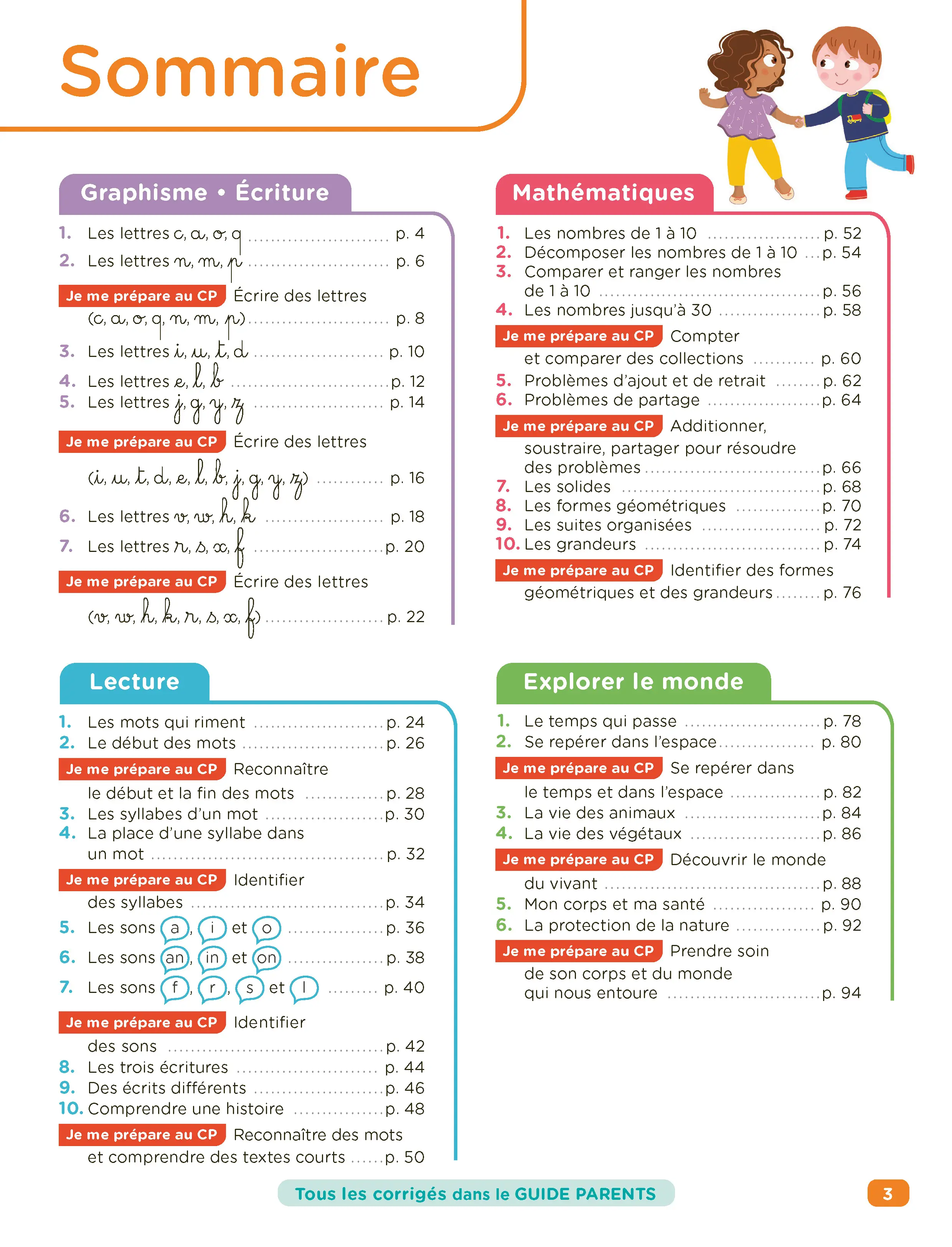 Je Comprends Tout Grande Section - Tout-en-un (cours + exercices) pour se préparer au CP - Maths, Lecture, Graphisme, Écriture - Méthode progressive avec guide parents - Tout-en-un - 9782095054205 - page intérieure 001