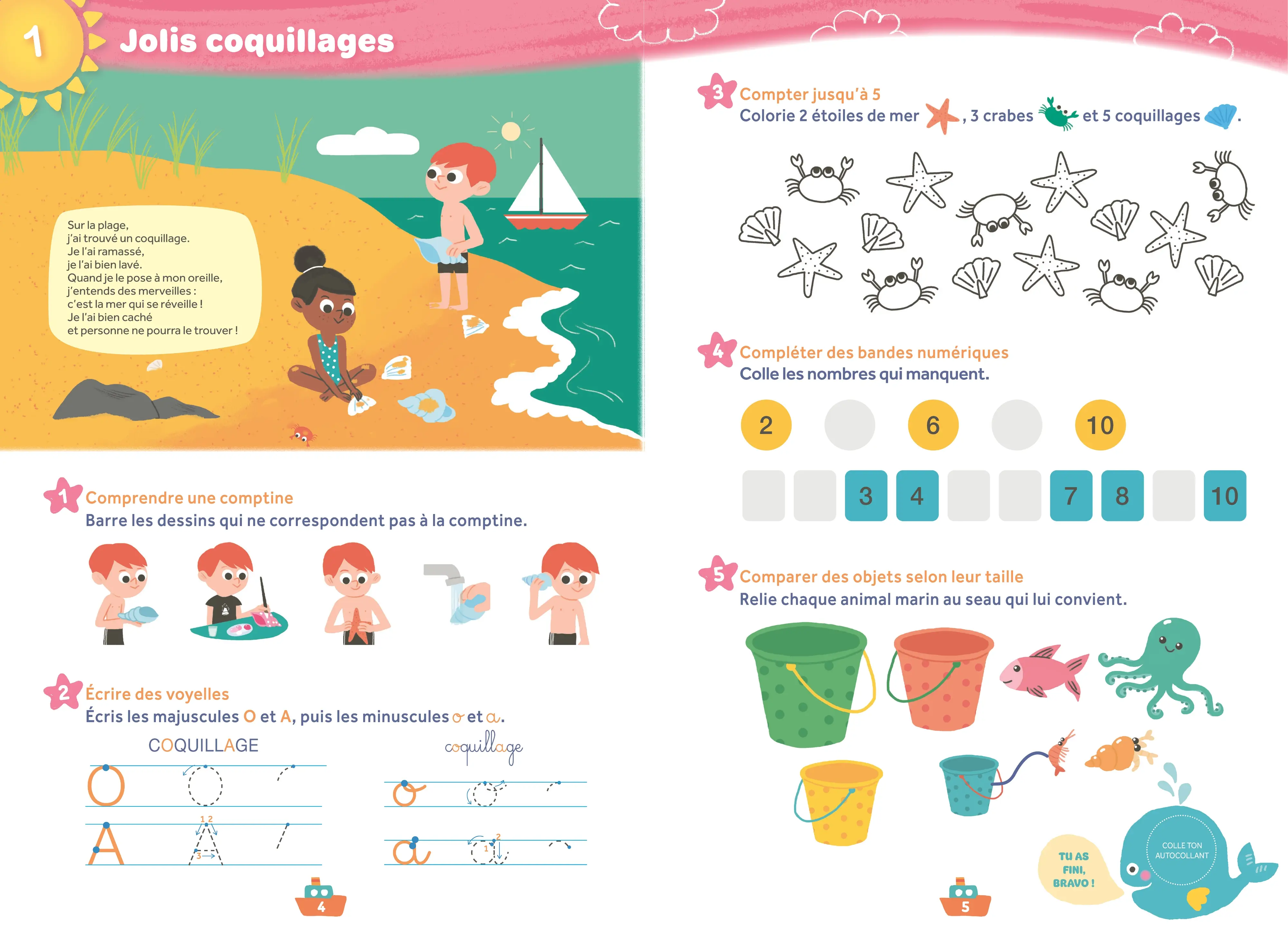 Cahier de vacances 2026 de la GS vers le CP (5-6 ans) - Lecture, Ecriture, Maths, Anglais / Nouveaux programmes 2026 - Nathan vacances - Cahier de vacances - 9782095063498 - page intérieure 001